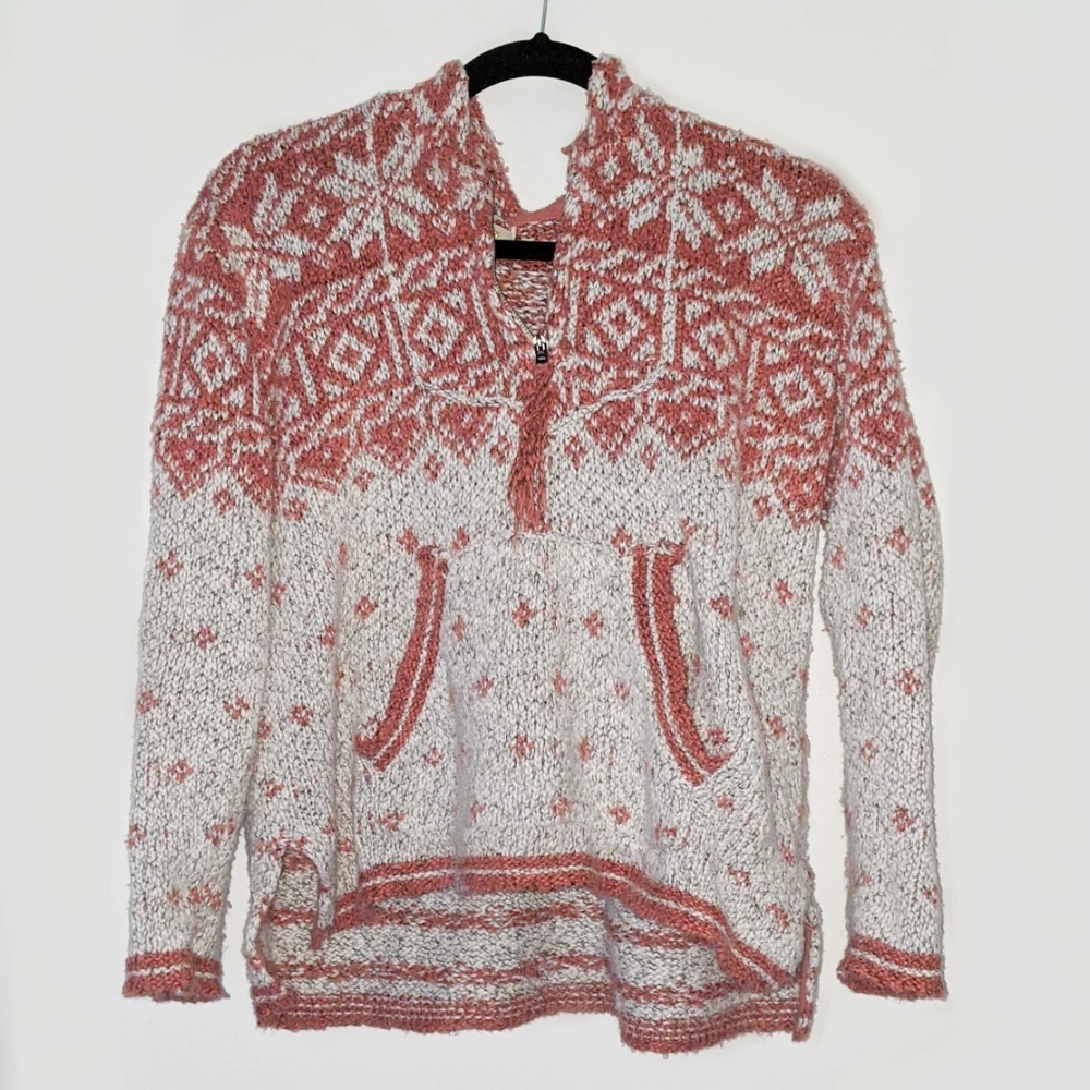 A Cropped Knit Hoodie Sweater